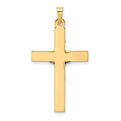 14K Bicolor Gold Polierter Massiver INRI-Kruzifix-Anhänger