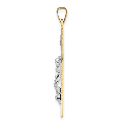 14K Bicolor Gold Polierter Massiver INRI Kruzifix-Anhänger