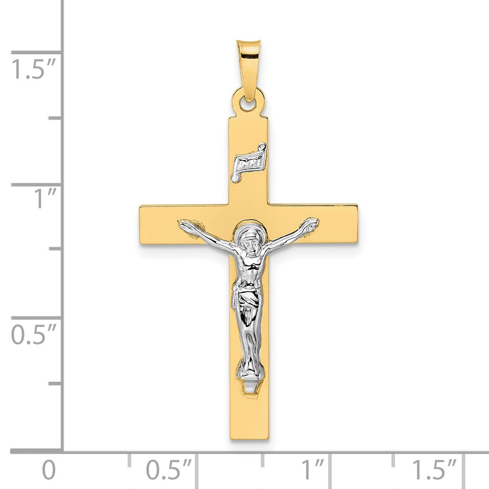 14K Bicolor Gold Polierter Massiver INRI Kruzifix-Anhänger