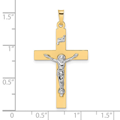 14K Bicolor Gold Polierter Massiver INRI Kruzifix-Anhänger