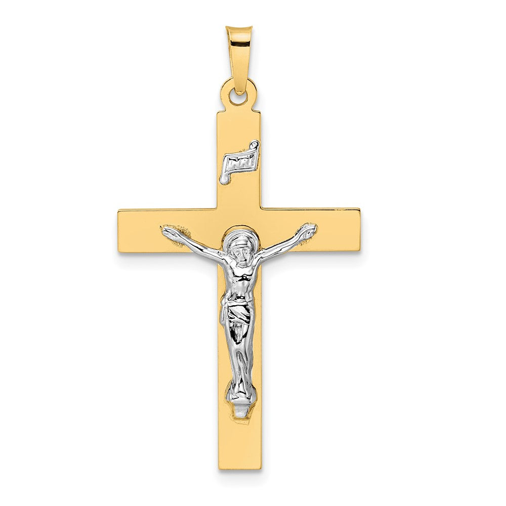 14K Bicolor Gold Polierter Massiver INRI Kruzifix-Anhänger