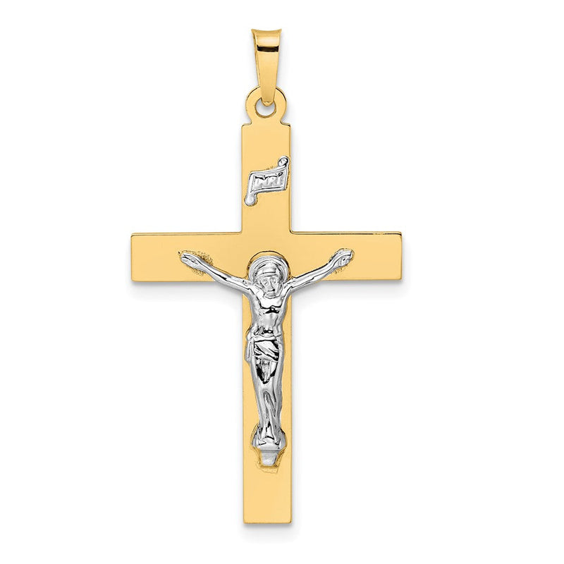 14K Bicolor Gold Polierter Massiver INRI Kruzifix-Anhänger