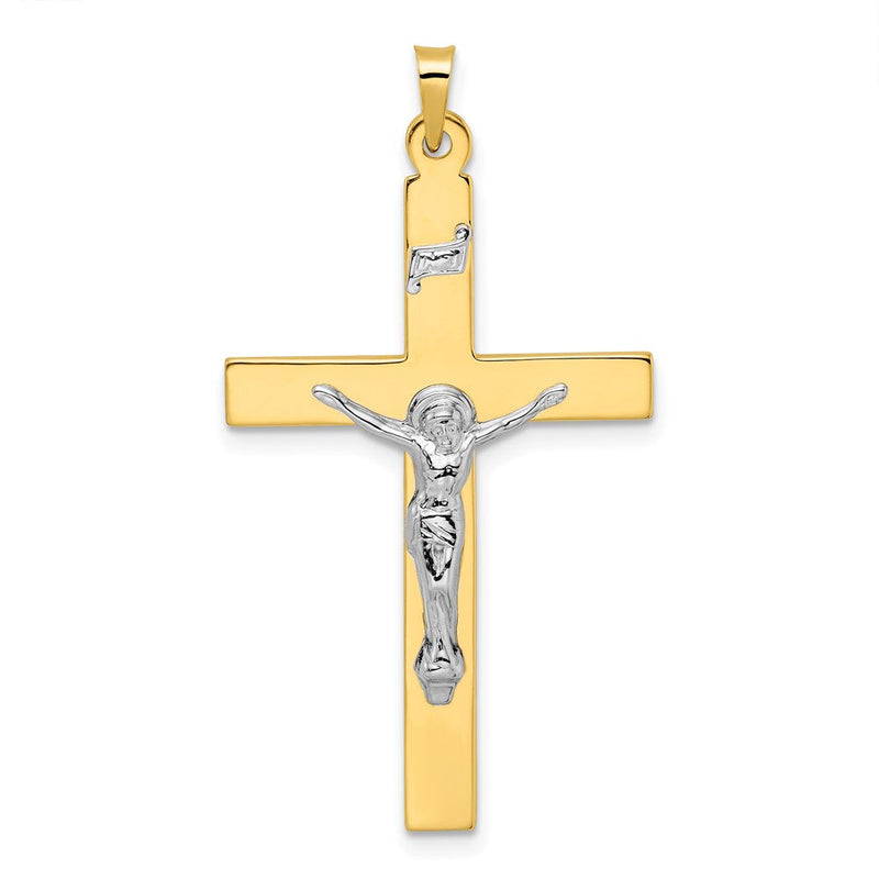 14K Bicolor-Gold massiver INRI-Kruzifix-Anhänger