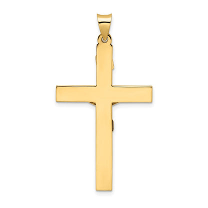 14K Bicolor Gold Polierter Massiver INRI-Kruzifix-Anhänger