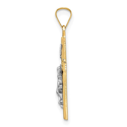 14K Bicolor Gold Polierter Massiver INRI-Kruzifix-Anhänger