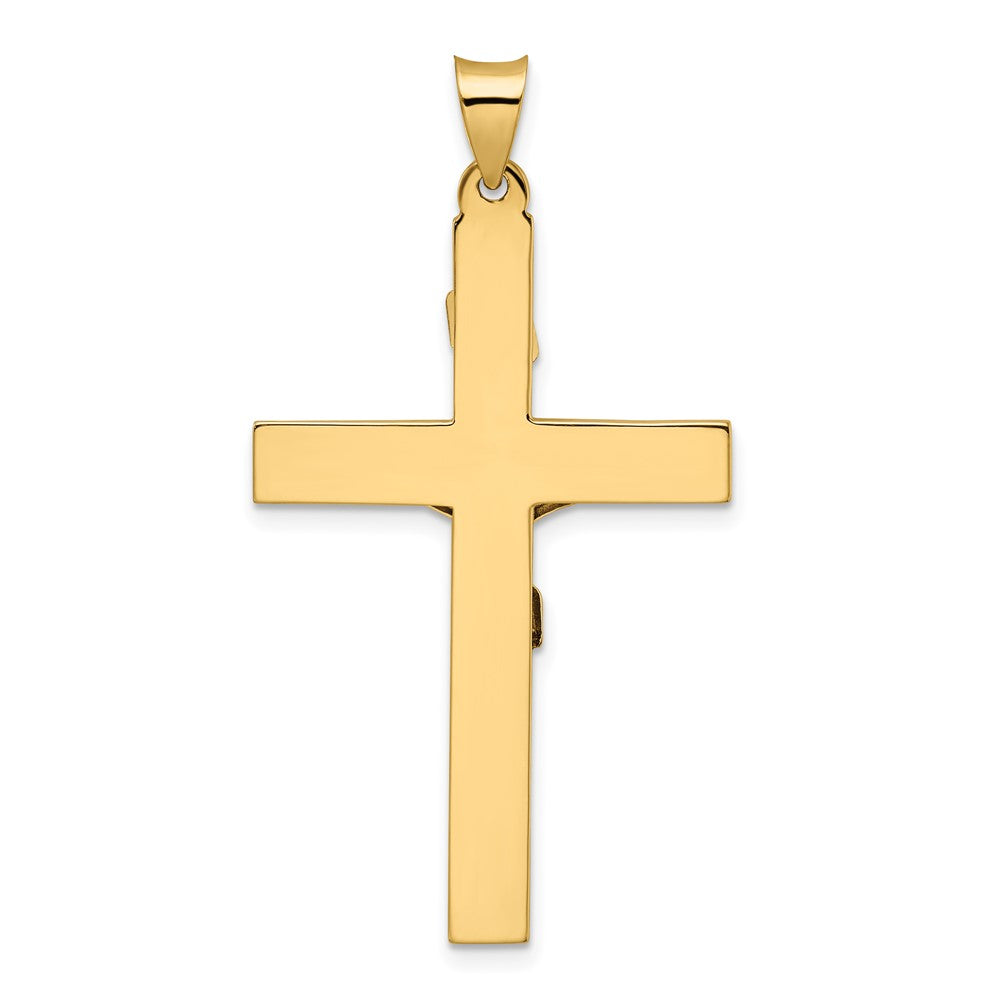 14K Bicolor-Gold polierter massiver INRI-Kruzifix-Kreuz-Anhänger