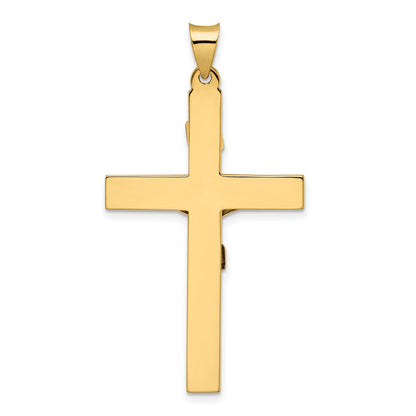 14K Bicolor-Gold polierter massiver INRI-Kruzifix-Kreuz-Anhänger