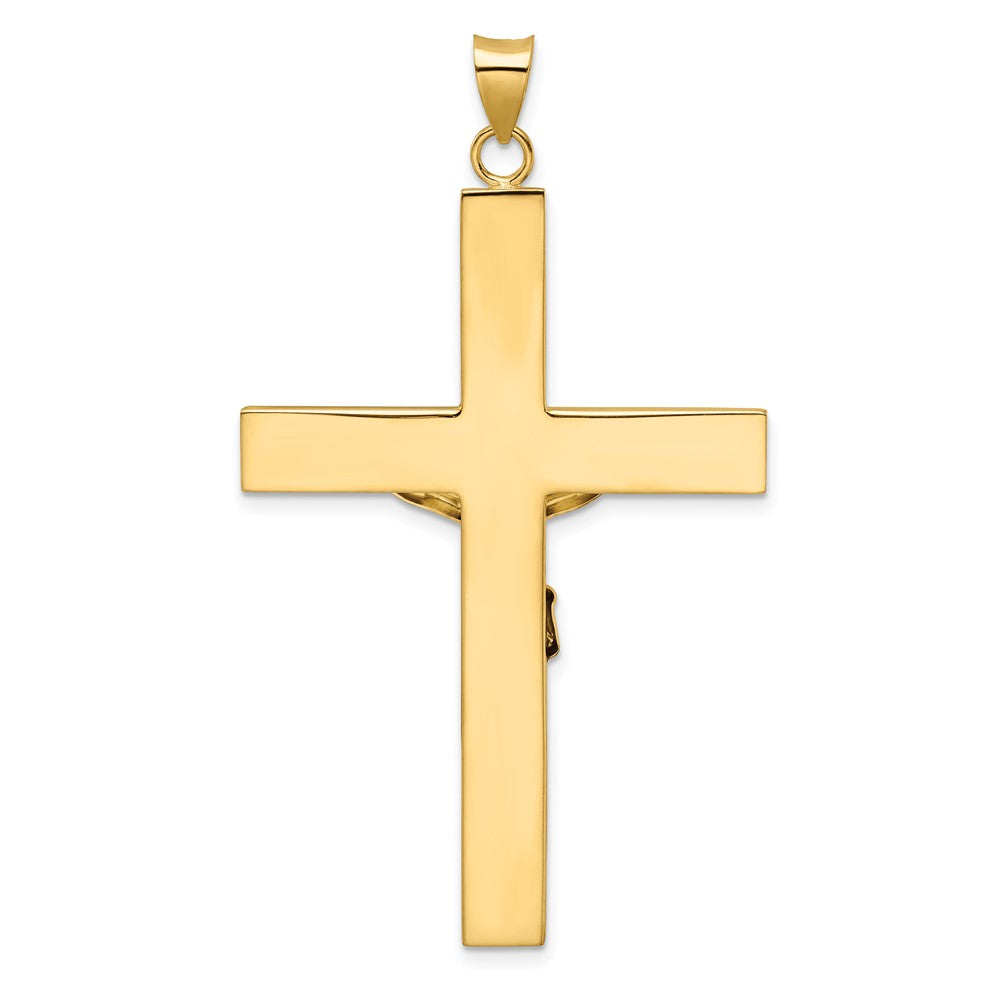 14K Bicolor-Gold polierter massiver INRI-Kruzifix-Kreuz-Anhänger