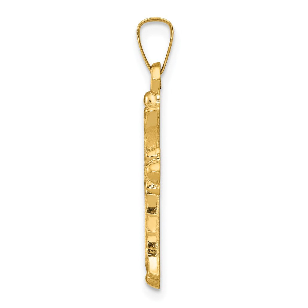 14K Gelbgold 14K Hohl Fleur De Lis Kreuz Anhänger