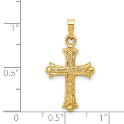 14K Gelbgold 14K Hohl Fleur De Lis Kreuz Anhänger