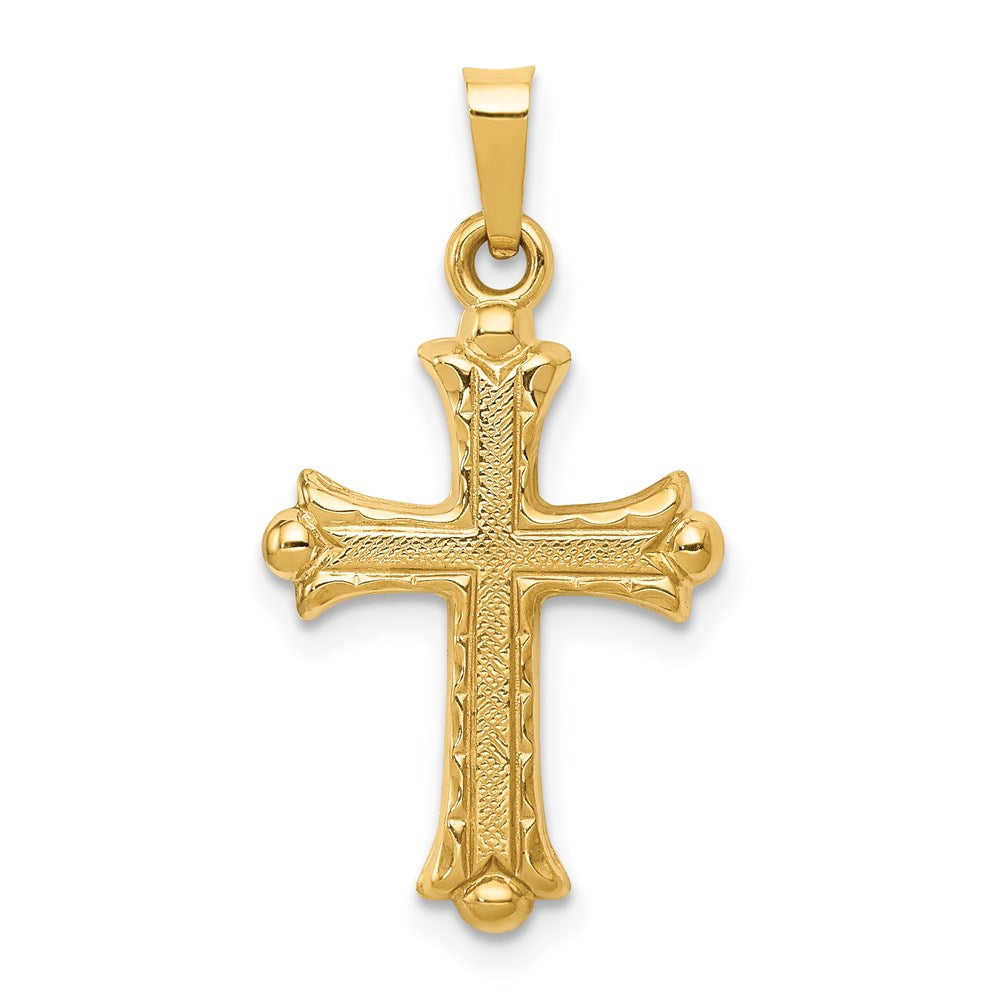 14K Gelbgold 14K Hohl Fleur De Lis Kreuz Anhänger