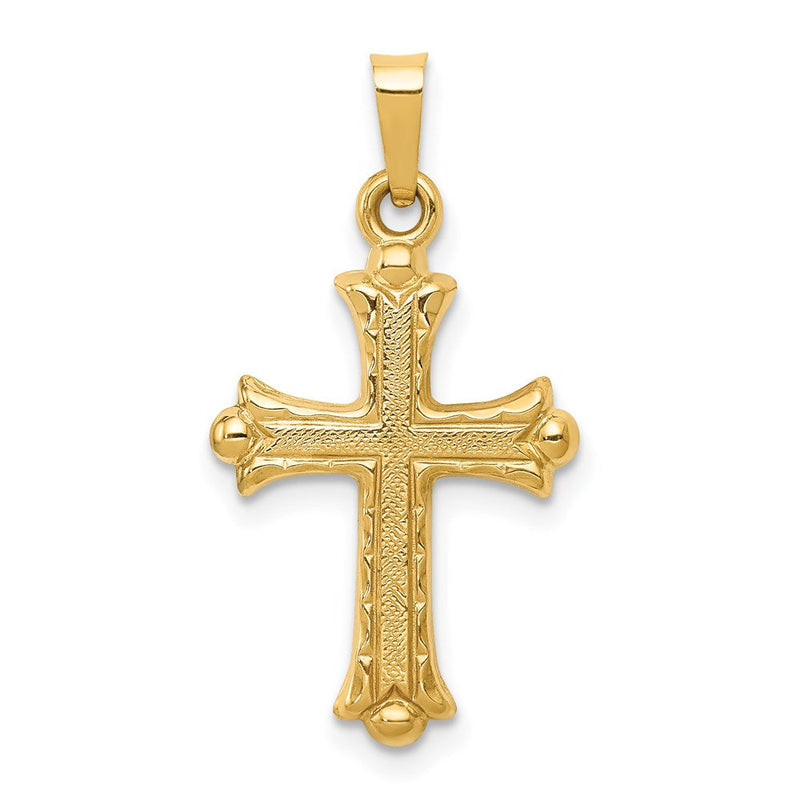 14K Gelbgold 14K Hohl Fleur De Lis Kreuz Anhänger