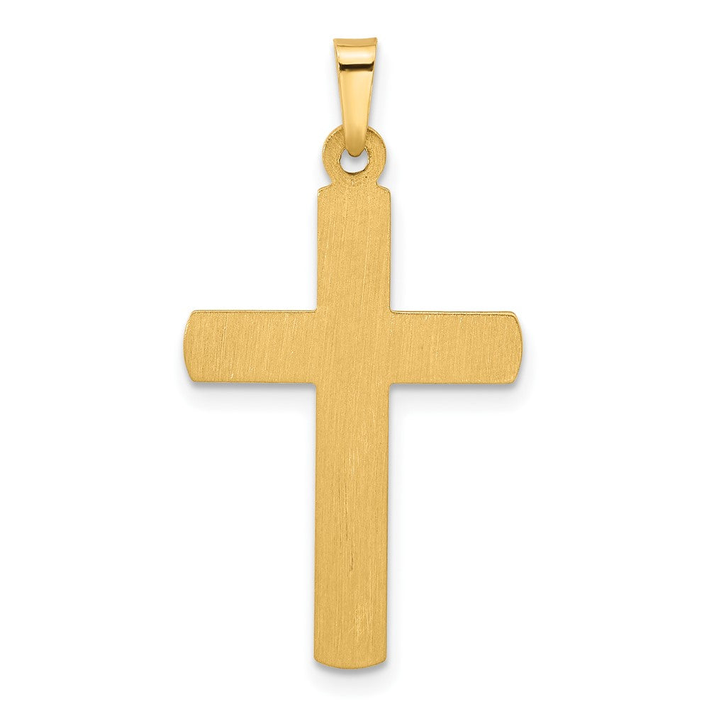 14K Bicolor Strukturiert und Poliert Hohl Lateinisch Kreuz Anhänger