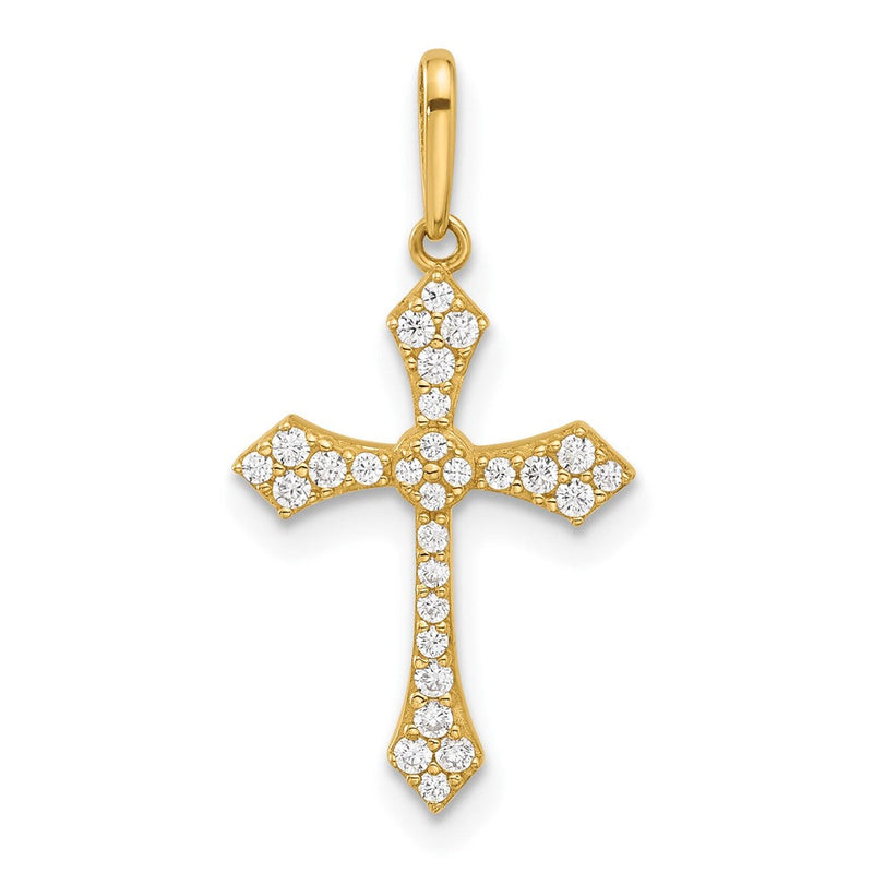 14K Gelbgold Poliert Zirkonia Passion Kreuz Anhänger