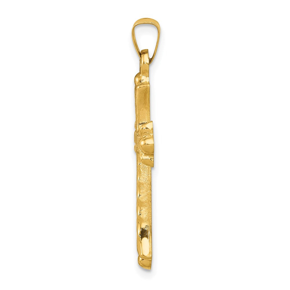 14K Gelbgold 14K Hohl Fleur De Lis Kreuz Anhänger