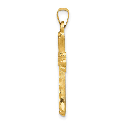 14K Gelbgold 14K Hohl Fleur De Lis Kreuz Anhänger