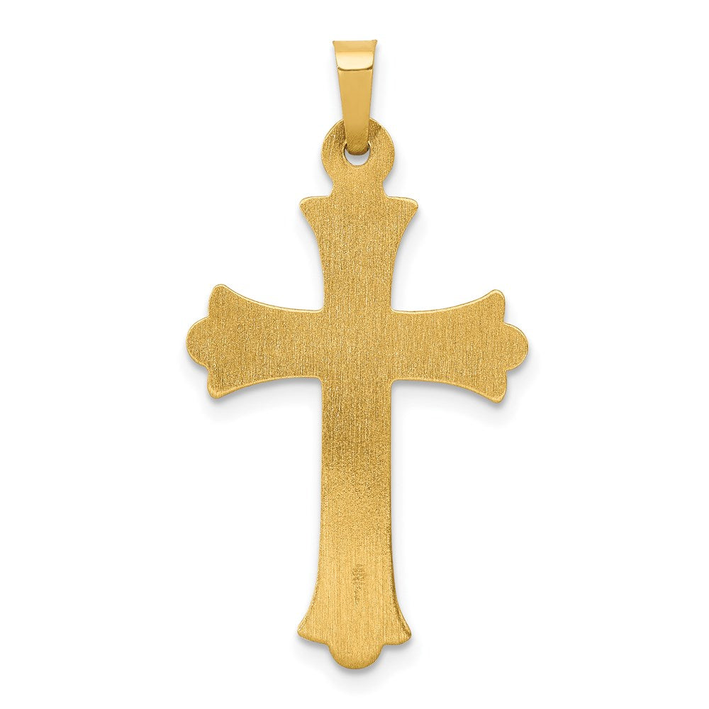 14K Gelbgold 14K Hohl Fleur De Lis Kreuz Anhänger