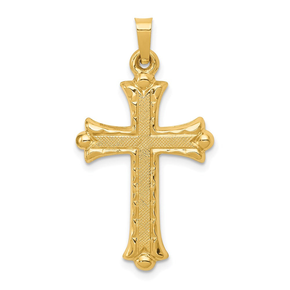 14K Gelbgold 14K Hohl Fleur De Lis Kreuz Anhänger