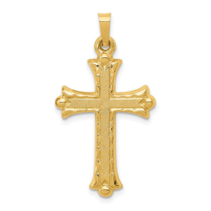 14K Gelbgold 14K Hohl Fleur De Lis Kreuz Anhänger