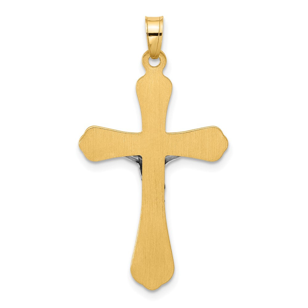 14K Bicolor Gerillt Hohl Inri Kruzifix Pendent
