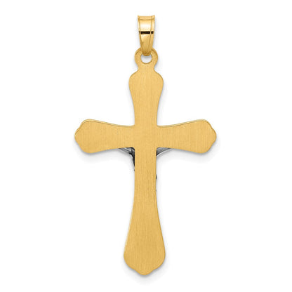 14K Bicolor Gerillt Hohl Inri Kruzifix Pendent