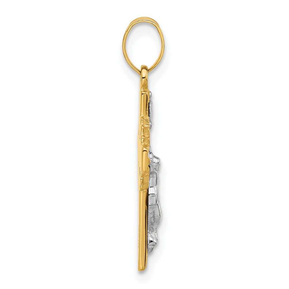 14K Bicolor Hohl Inri Kruzifix Pendent