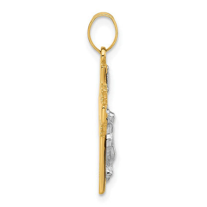 14K Bicolor Hohl Inri Kruzifix Pendent