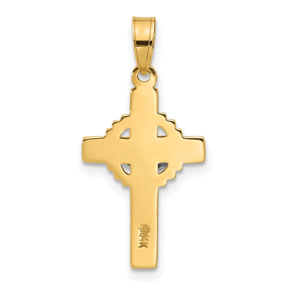 14K Bicolor Hohl Inri Kruzifix Pendent