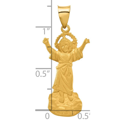14K Gelbgold Hohl Divine Kind Jesus Figure Charm