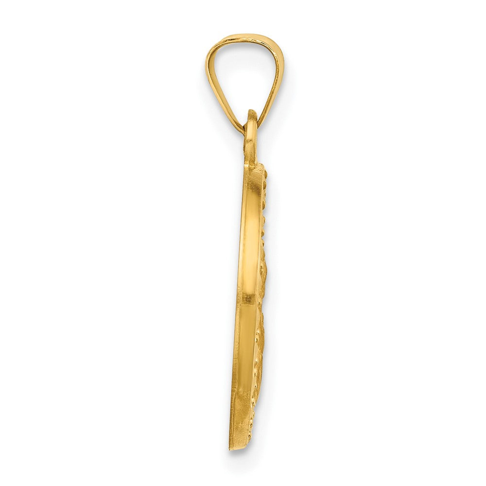 14K Gelbgold Hohl Heilig Herz Of Jesus Medaille