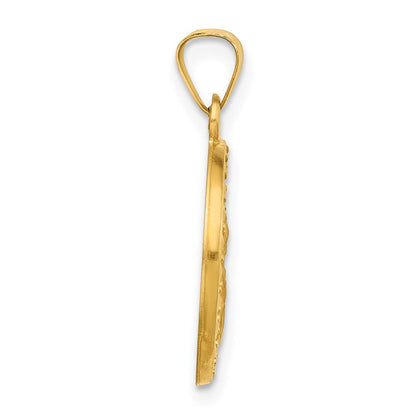 14K Gelbgold Hohl Heilig Herz Of Jesus Medaille