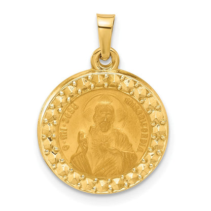 14K Gelbgold Hohl Heilig Herz Of Jesus Medaille