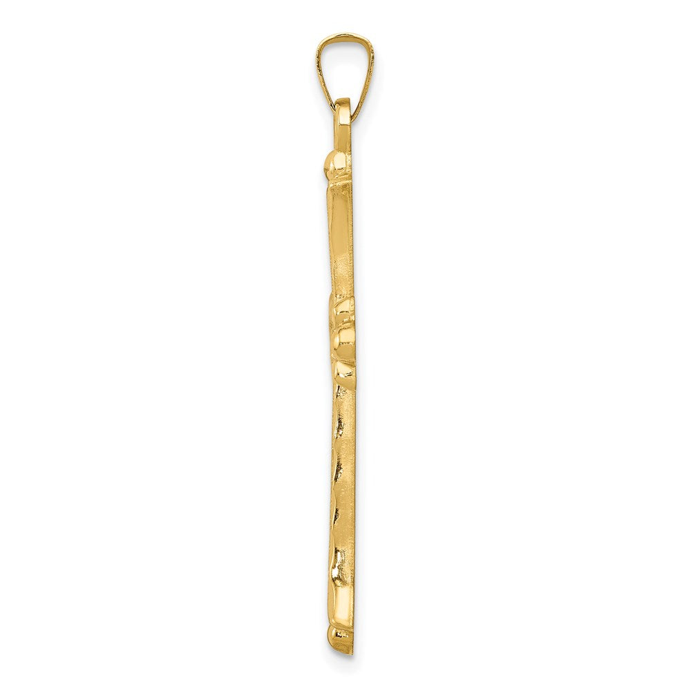 14K Gelbgold 14K Hohl Fleur De Lis Kreuz Anhänger