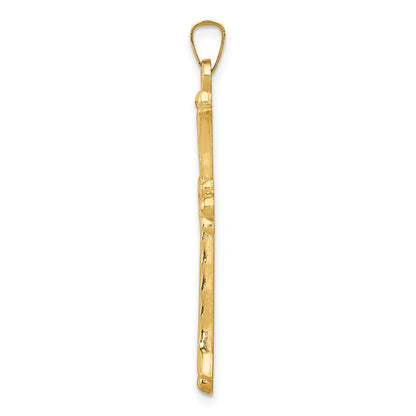 14K Gelbgold 14K Hohl Fleur De Lis Kreuz Anhänger