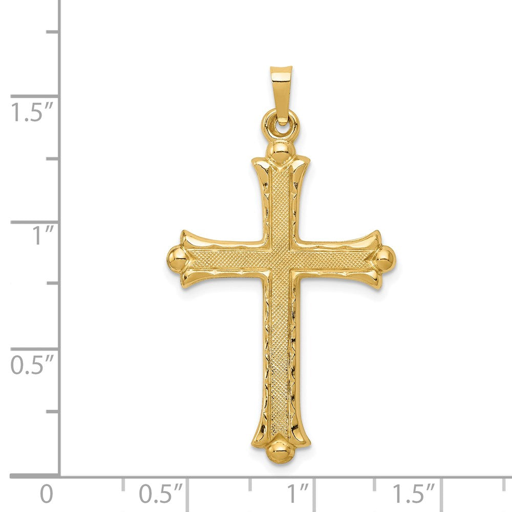 14K Gelbgold 14K Hohl Fleur De Lis Kreuz Anhänger