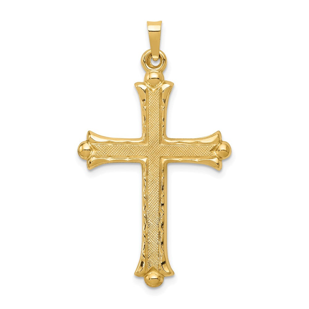 14K Gelbgold 14K Hohl Fleur De Lis Kreuz Anhänger