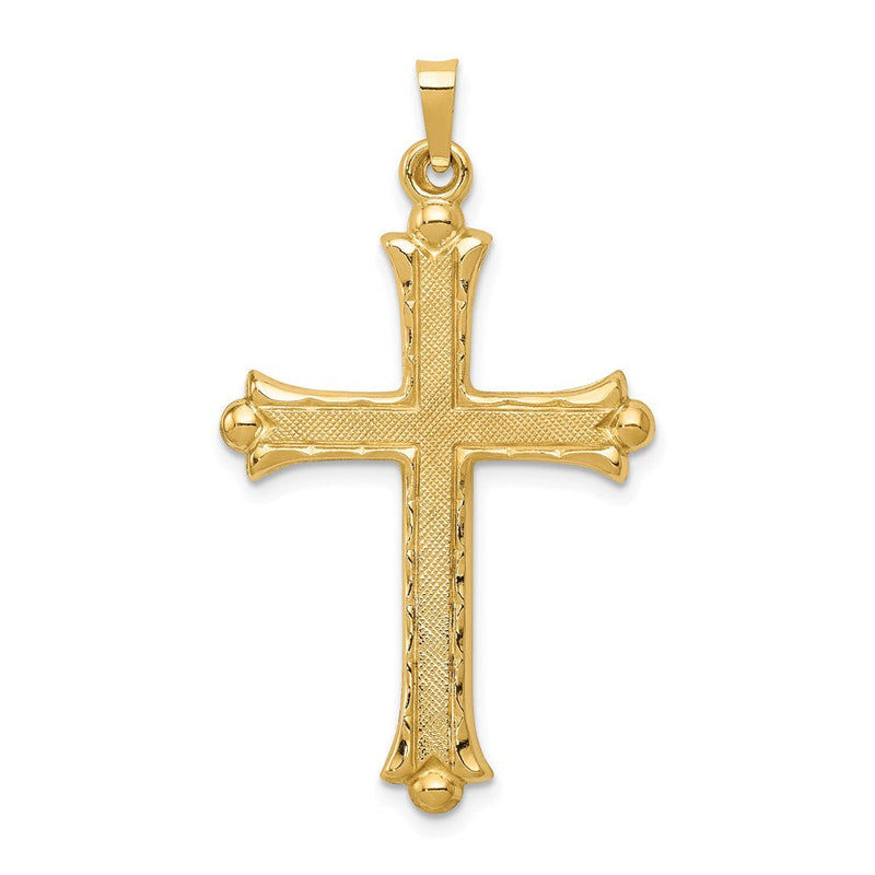 14K Gelbgold 14K Hohl Fleur De Lis Kreuz Anhänger