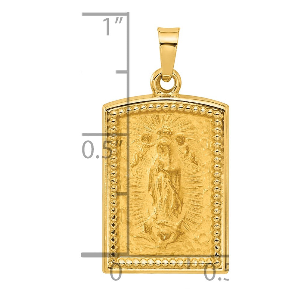 14K Gelbgold Rectangular Hohl Our Damen Of Guadalupe Medaille
