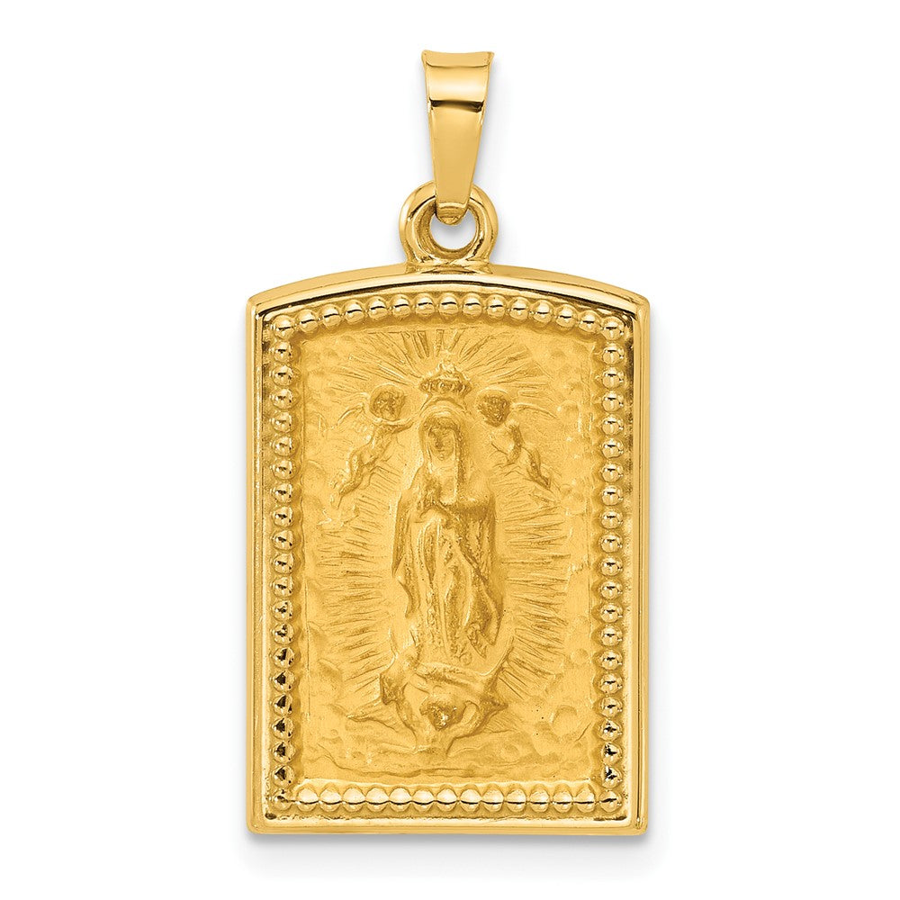 14K Gelbgold Rectangular Hohl Our Damen Of Guadalupe Medaille