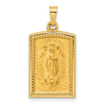 14K Gelbgold Rectangular Hohl Our Damen Of Guadalupe Medaille