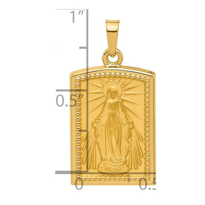 14K Gelbgold Rectangular Hohl Wundertätig Medaille