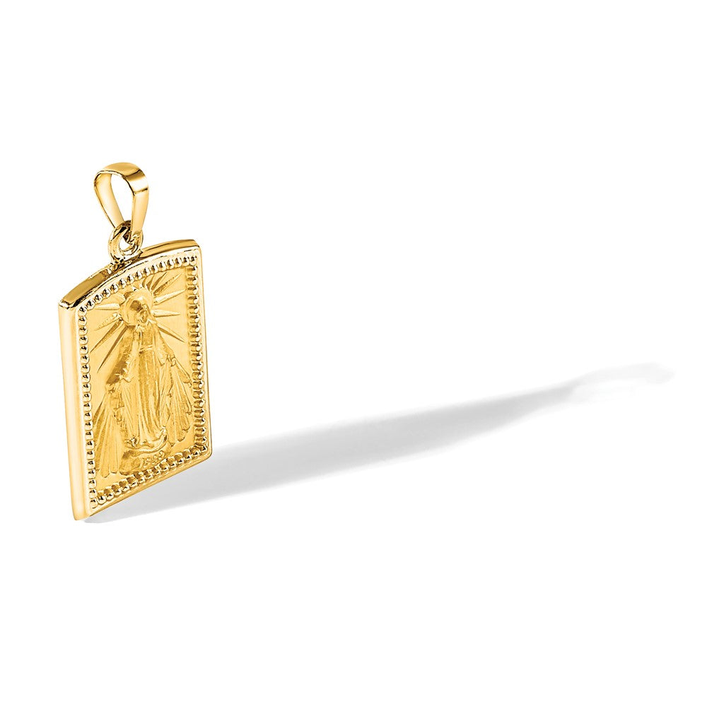 14K Gelbgold Rectangular Hohl Wundertätig Medaille
