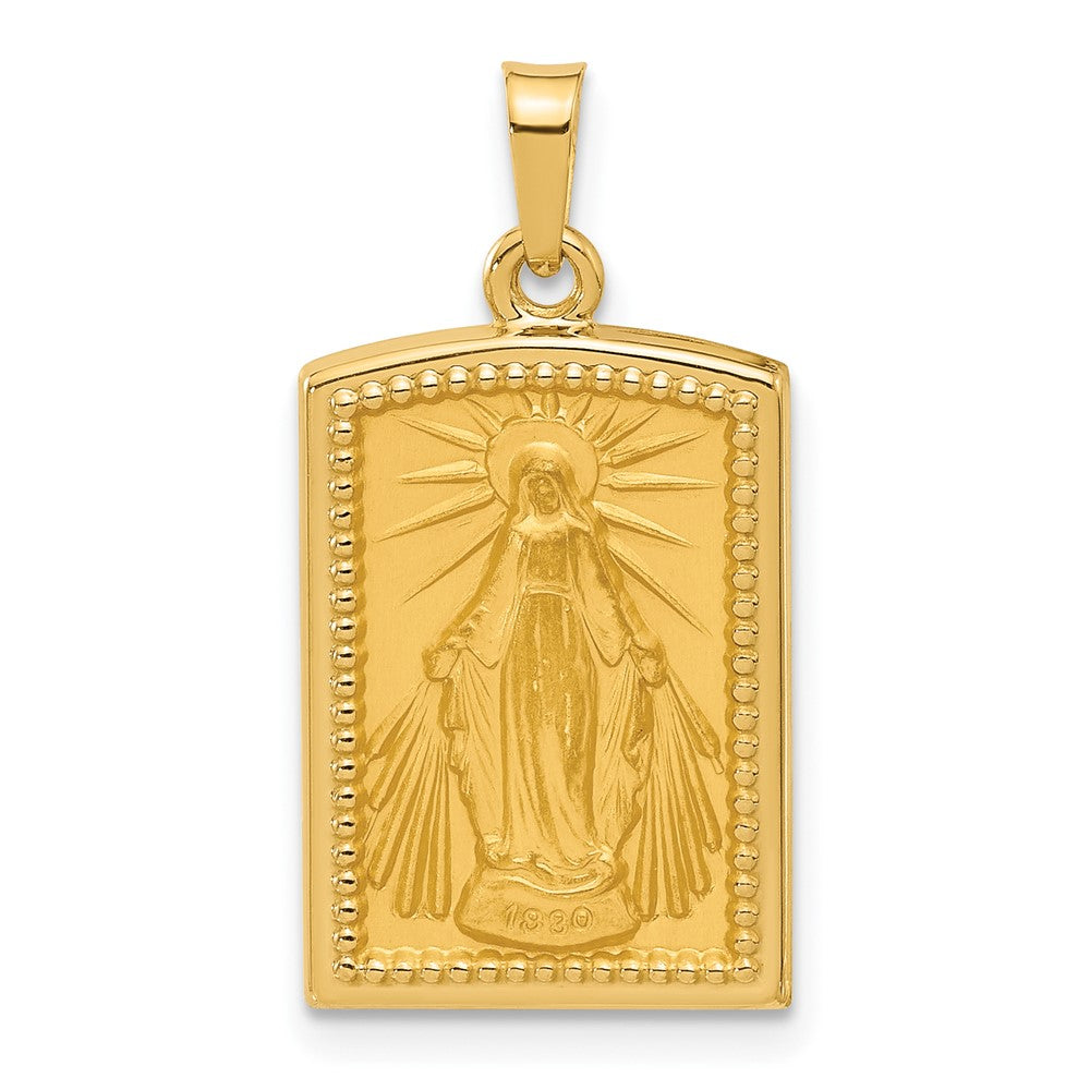 14K Gelbgold Rectangular Hohl Wundertätig Medaille