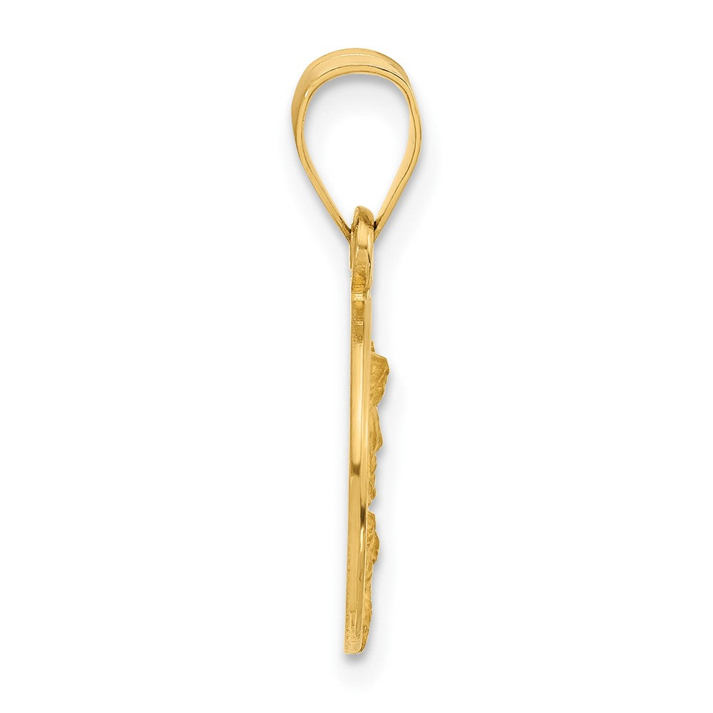 14K Gelbgold Poliert und Satiniert Massiv Our Schutzengel Engel Medaille