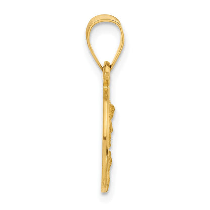 14K Gelbgold Poliert und Satiniert Massiv Our Schutzengel Engel Medaille