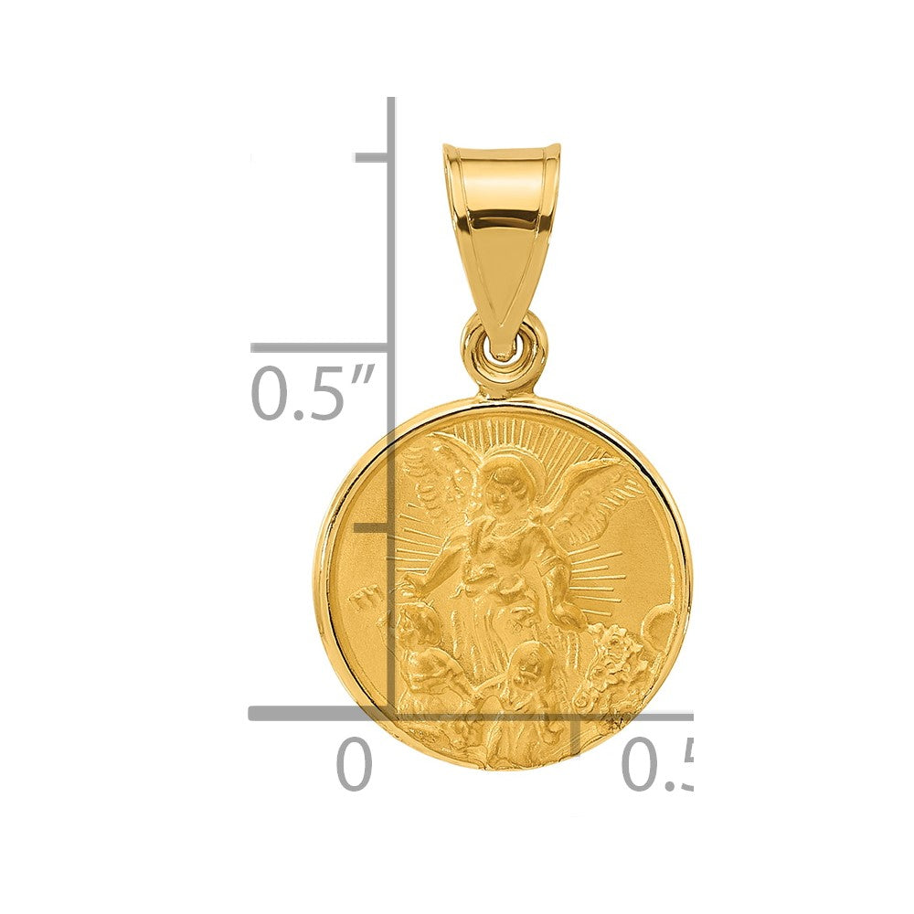 14K Gelbgold Poliert und Satiniert Massiv Our Schutzengel Engel Medaille