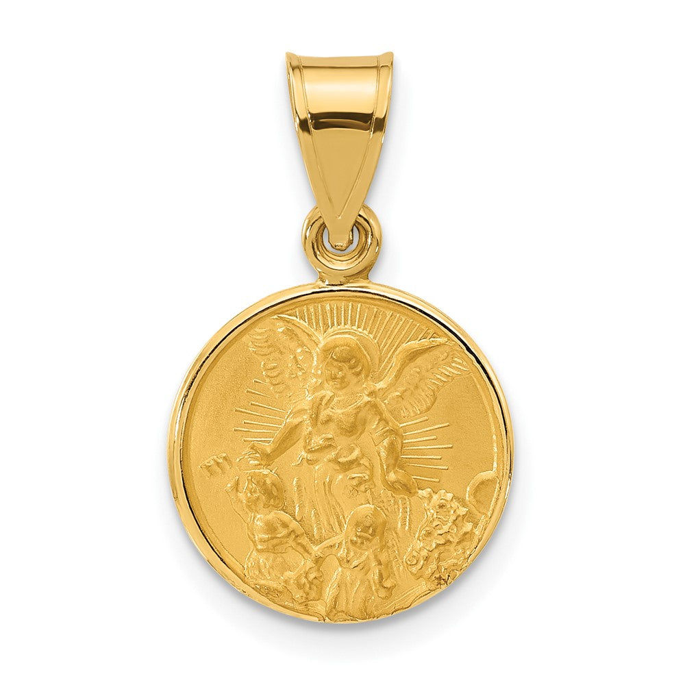 14K Gelbgold Poliert und Satiniert Massiv Our Schutzengel Engel Medaille
