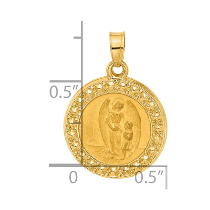 14K Gelbgold Hohl Our Schutzengel Engel Medaille