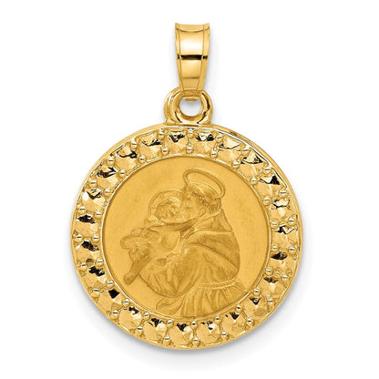 14K Gelbgold Poliert Hohl St Anthony Medaille