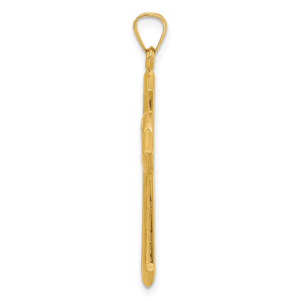 14K Bicolor Strukturiert Hohl Knospend St Benedict Kreuz Pendent